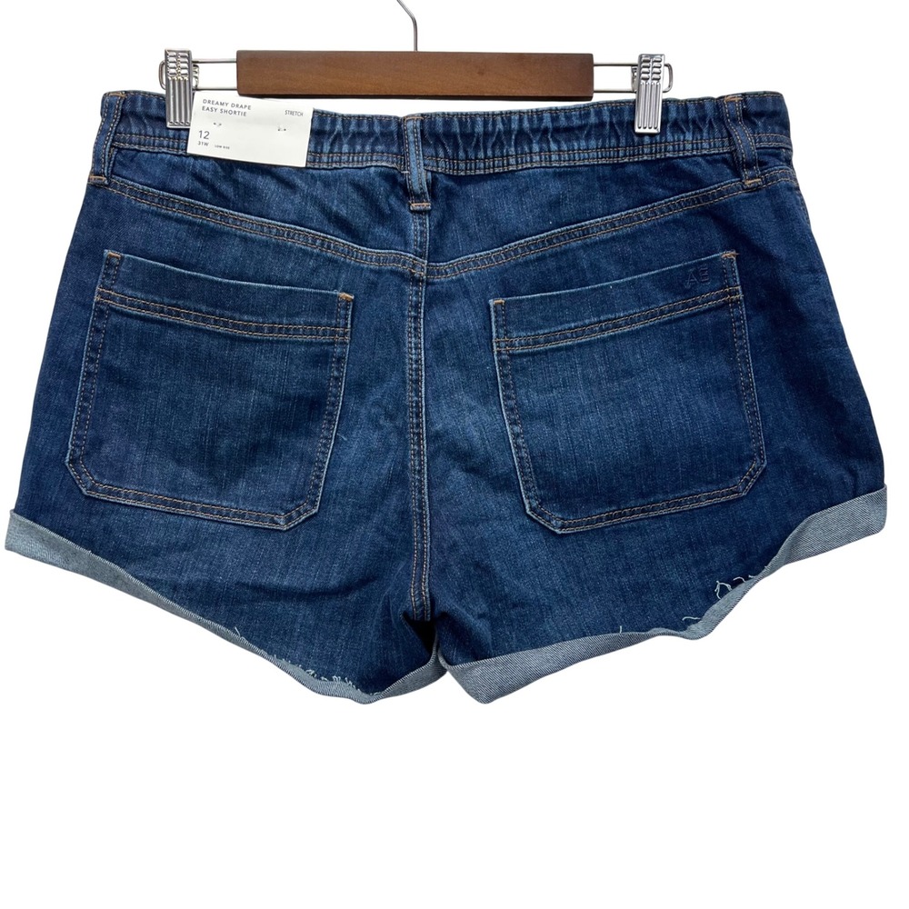 American Eagle Dreamy Drape Easy Shortie Women 12 Blue Low Rise Stretch Denim